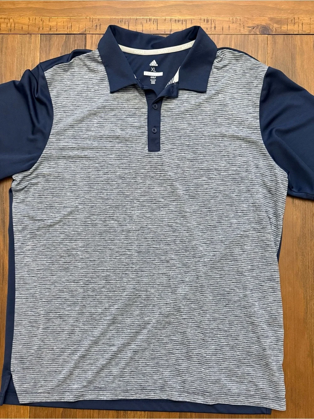 adidas Men’s Navy and Gray Striped Polo